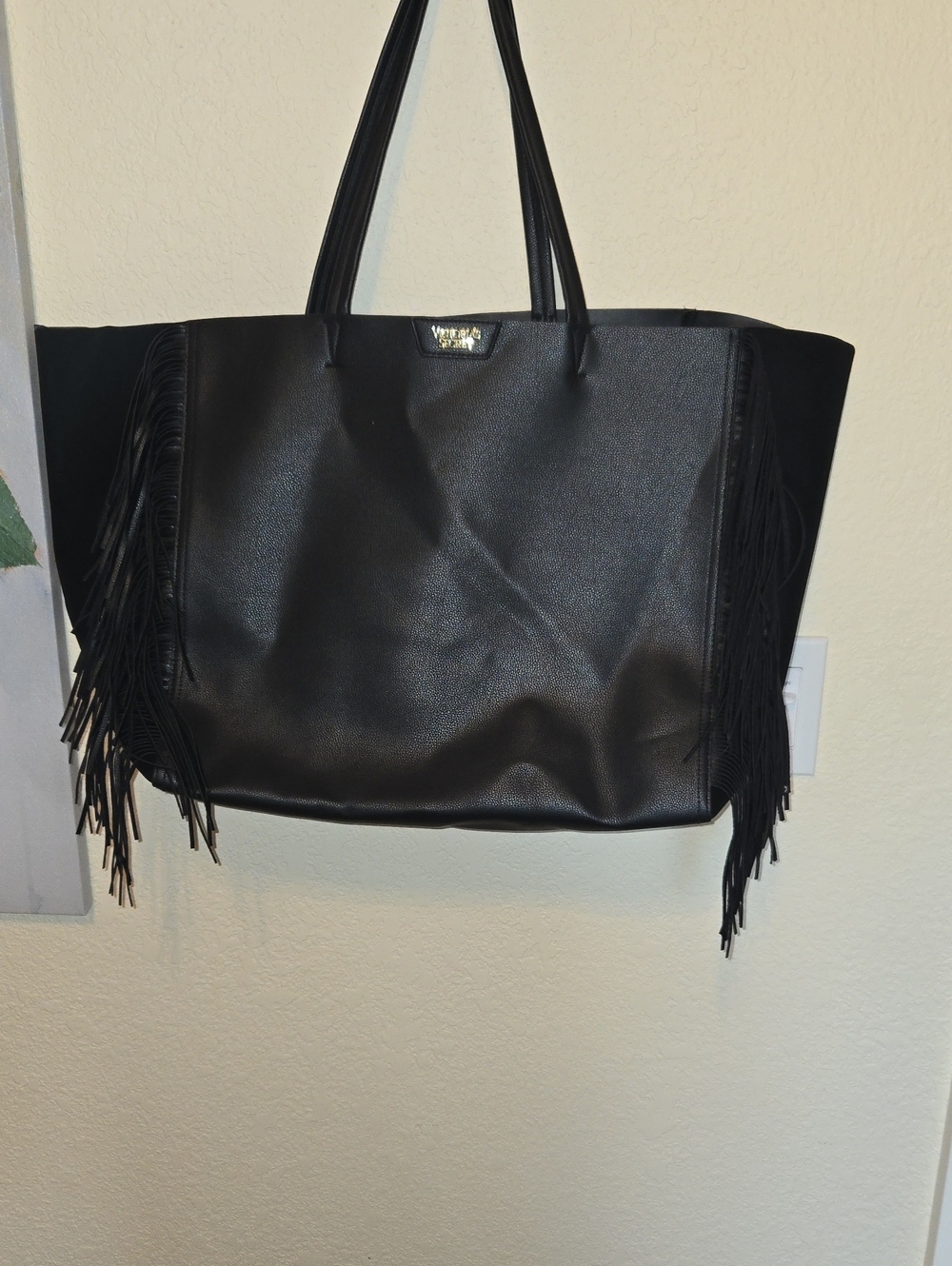 Victoria Secret Black Fringe Tote Bag